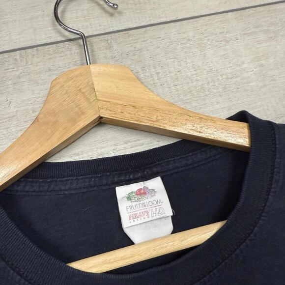 Vintage Y2K Flaming Skulls Grunge Sz L Black Short Sleeve T-Shirt Fruit Of Loom - Picture 3 of 7